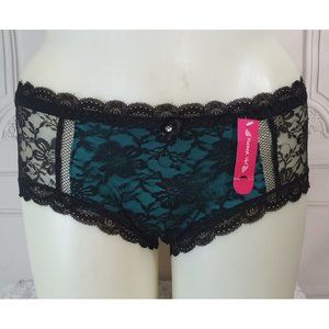 NWT Pucker Up Hipster Blue With black Floral Lace Plus Size 3X